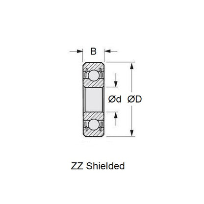 1104535 | S6801-ZZ-JP6 (Pack of 50)  --- Single Row Ball Bearings - 12x21x5 mm Unflanged - Stainless Steel AISI 440C Bearing