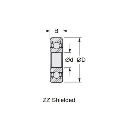 1037106 | SR1B-FF-MC34-GR7-R-L23 (40 Pcs) --- Single Row Ball Bearings - 1.397x4.763x2.779 mm - Stainless Steel AISI 440C - Ribbon Retainer Low Torque