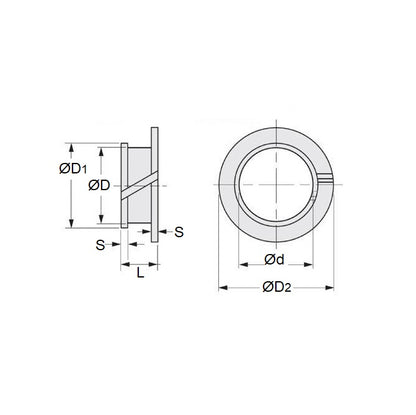 1085172 | BF0095-0111-0051-PC2 (Each) --- Clip Bushes - 9.525x11.113x5.08 mm Double Flanged - Plastic Bush