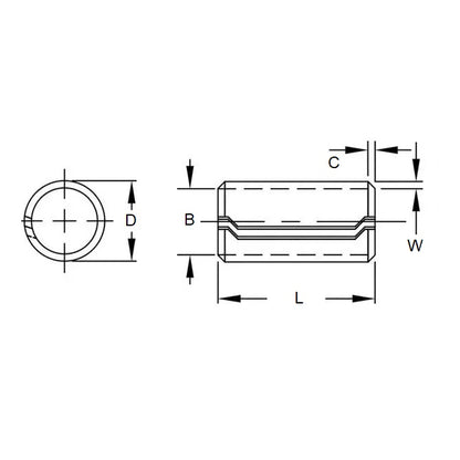 1066662 | DB060-077-200 (PK-10) --- Dowel Bushings Pins - 6x20x7.67 mm - Carbon Steel Pin