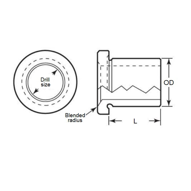1110727 | BF0087-0159-0064-DP (Each) --- Drill Bushings - 15.875x8.731x6.35 mm Flanged - Carbon Steel Bushing