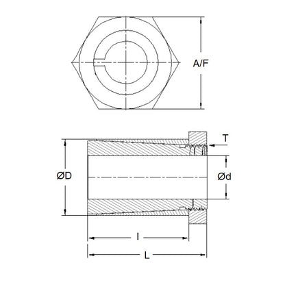 1070993 | BIT-064-10 (Each) --- Integral Taper Bushings - 6.35x10x12.5 mm - Steel Bushing