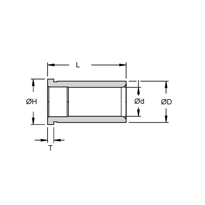 1136038 | PCS-BU-301RS (Each) --- Shoulder Bushings - 25.4x34.925x34.925 mm - Hardened Steel Bushing