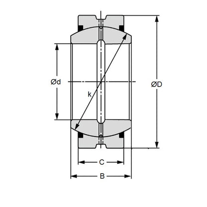 1148873 | GE-03500-05500-ST-OH-SP (Each) --- Spherical Bushings - 35x55x30 mm - Steel Bushing
