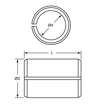 1135807 | VT110RS (Each) --- Tension Bushings - 25.4x31.75x25.4 mm - Steel Bushing