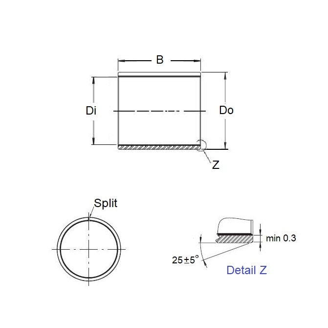 1118492 | BP0180-0200-0200-S6 (PK-500) --- Unflanged Bushes - 18x20x20 mm Split
