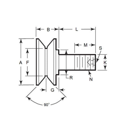 1185102 | CCF310RS (Each) --- V-Groove Cam Followers - 88.9x93.675 mm - 7/8-14 UNF - Steel Cam Follower