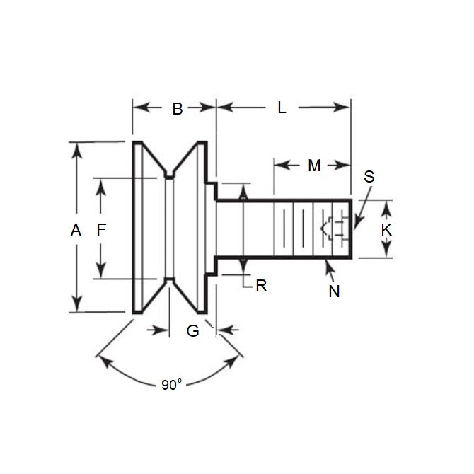 1172503 | CCF305RS (Each) --- V-Groove Cam Followers - 63.5x77.8 mm - 3/4-16 UNF - Steel Cam Follower