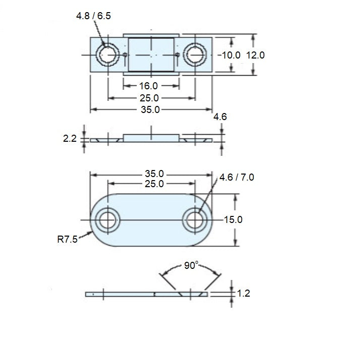 1148280 | SUG-560RS (Each) --- Magnetic Ultra Thin Catches - 35x12x2.2 mm Light Duty