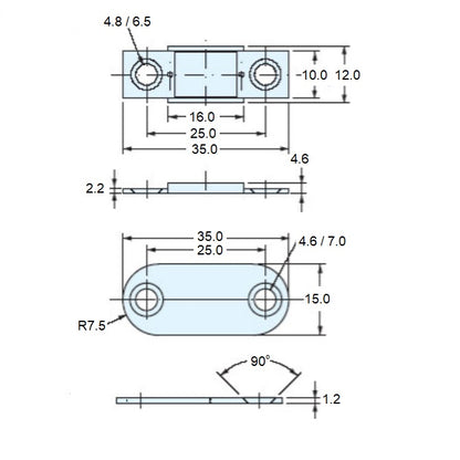 1148280 | SUG-560RS (Each) --- Magnetic Ultra Thin Catches - 35x12x2.2 mm Light Duty