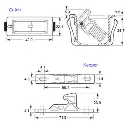 1039759 | SC-4335RS (Each) --- Snap In Style Catches - Pull Up Force 2.23 - 1.092 - 2.896