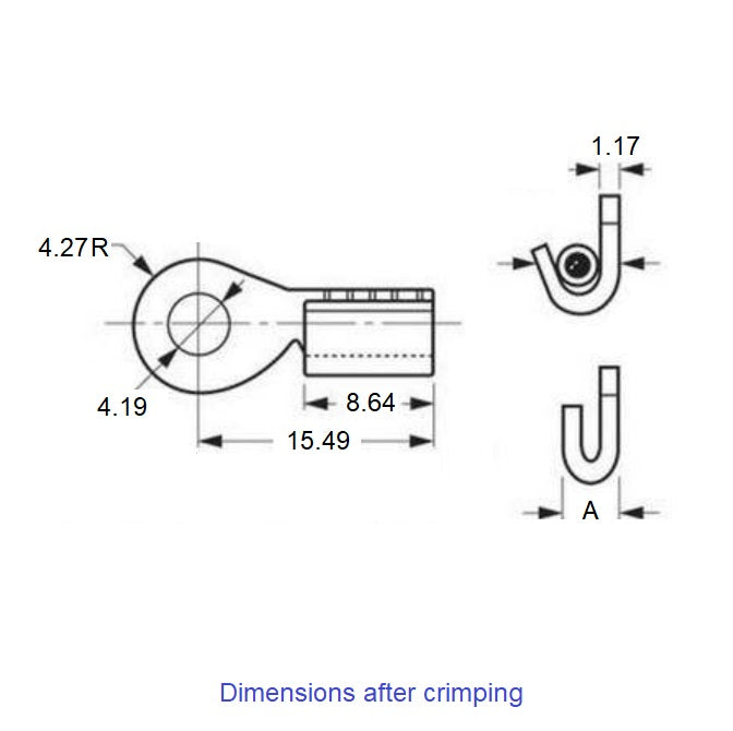 1036436 | SM-EYE (PK-4) --- Eye Cable Attachments - All mm - - Carbon Steel - Low Carbon Zinc Dichromate Finish Attachment