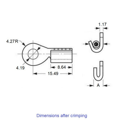 1036436 | SM-EYE (PK-4) --- Eye Cable Attachments - All mm - - Carbon Steel - Low Carbon Zinc Dichromate Finish Attachment