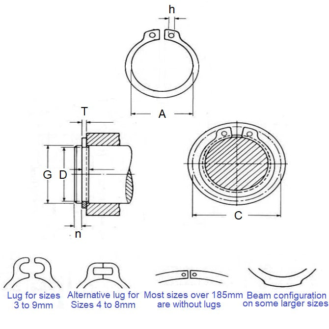 1200592 | CCE-11113-CZY (Pack of 10)  --- External Retaining Rings - 111.13x2.77x106.4 mm Circlips - Carbon Steel Zinc Plated Circlip
