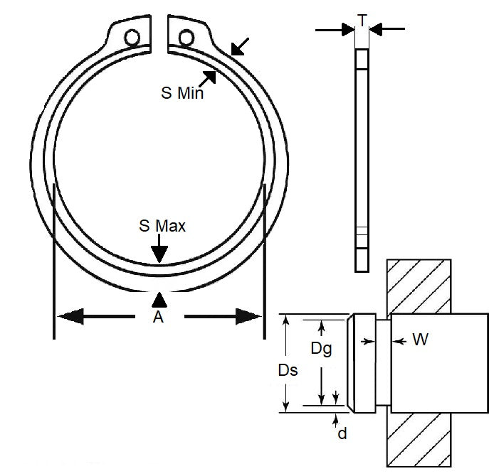 1156077 | CEB-04128-C (Each) --- External Retaining Rings - 41.28x1.57x38.51 mm Circlips - Carbon Steel Circlip