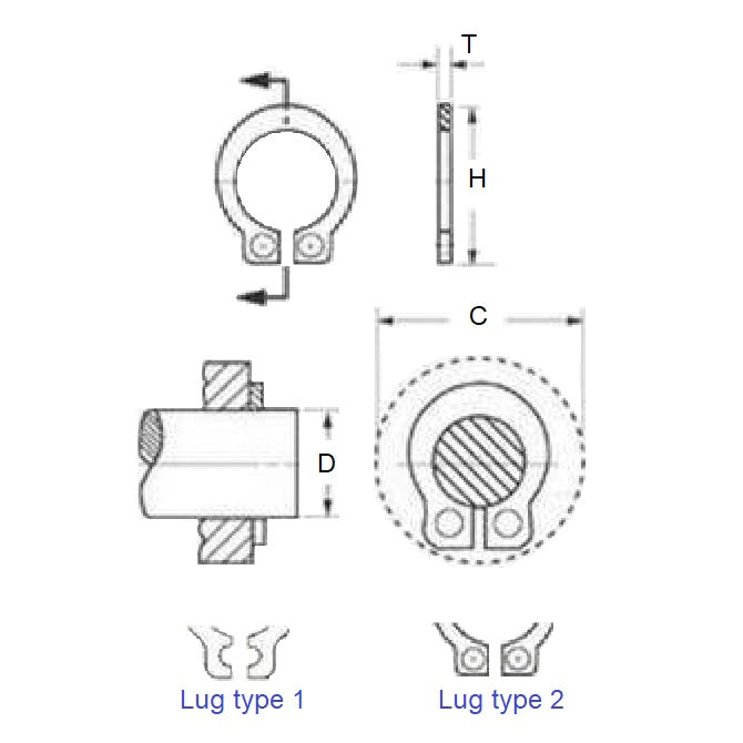 1120254 | CNG-01905-C (PK-50) --- External Retaining Rings - 19.05x1.57 - - Circlips - Carbon Steel Circlip