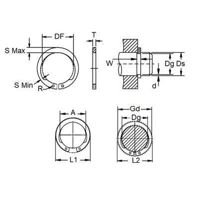 1135217 | CCE-02540-C-V (PK-50) --- External Retaining Rings - 25.4x1.07x23.52 mm Circlips - Carbon Steel Circlip