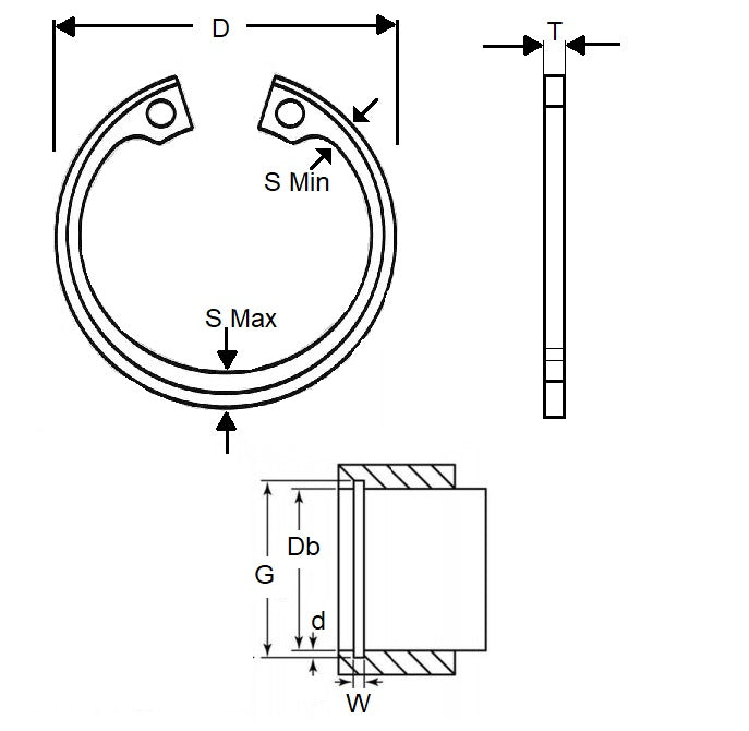 1222196 | CIB-24130-C (Each) --- Internal Retaining Rings - 241.3x4.62x256.69 mm Circlips - Carbon Spring Steel Circlip
