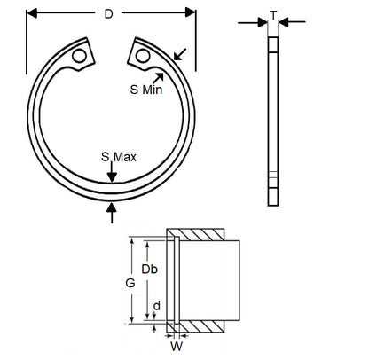 1222196 | CIB-24130-C (Each) --- Internal Retaining Rings - 241.3x4.62x256.69 mm Circlips - Carbon Spring Steel Circlip