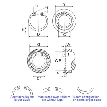 1185033 | CCI-08890-CZY (PK-25) --- Internal Retaining Rings - 88.9x2.77x94.23 mm Circlips - Carbon Steel Zinc Plated Circlip