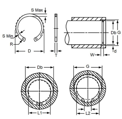 1088873 | CCI-01000-C-V (Each) --- Internal Retaining Rings - 10x0.6x10.5 mm Circlips - Carbon Spring Steel Circlip