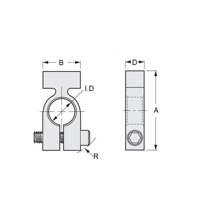 1076431 | CGS-0794-R2SC-3 (Each) --- Gear Clamps - 7.938x12.304x6.35 mm Split - Stainless Steel 303/304 Similar to A2, 18-8 HRB80 Clamp