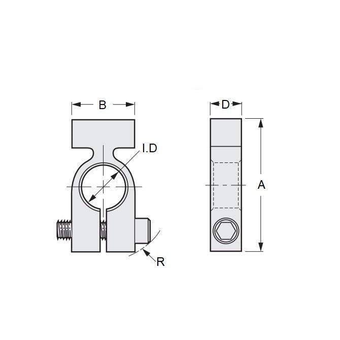 1071378 | CGS-0635-R2C-3 (Each) --- Gear Clamps - 6.35x12.7x6.35 mm Split - Stainless Steel 303/304 Similar to A2, 18-8 HRB80 Clamp