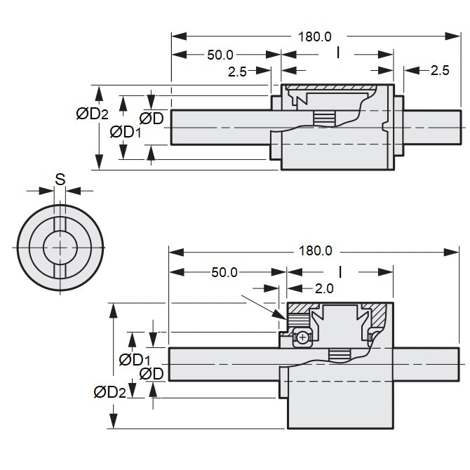 1225817 | CMP-IS8-0200-180-1224 (Each) --- Slip Magnetic Particle Clutches - 612 to 1224 g.cm 8x180 mm No Power Integral Shaft