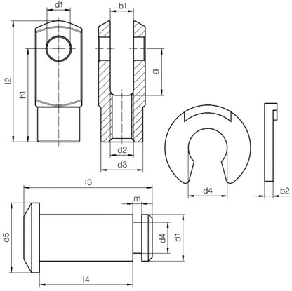 1080642 | CLJ-08.00-M8L (PK-10) --- Clevis Joints - 8x16 - 16.0 x 16.0 Plastic