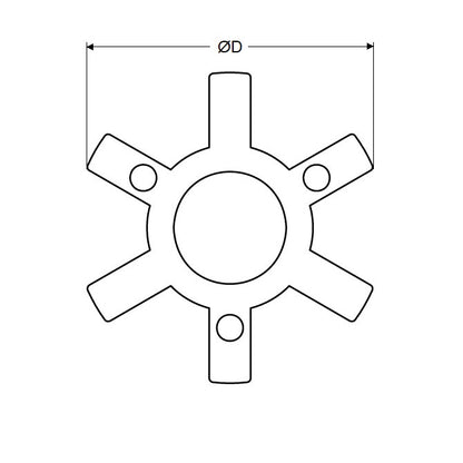 1152850 | CP-INS-J-3J-R-38 (Each) --- Three Jaw Type Couplings - Bore Insert Only Match with Hub 38.1 Inserts - Rubber Coupling Insert