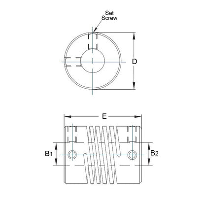 1060132 | CP-050-080-18-025-H-PA-ECO (Each) --- Helical Couplings - 5x8x18 mm Economy - Aluminium Coupling