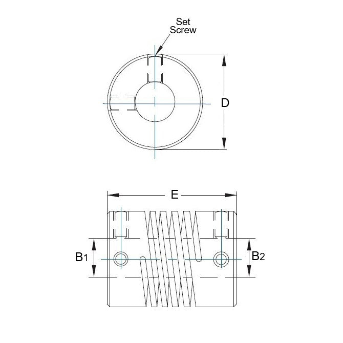 1101201 | CP-127-127-29-028-H-PA (Each) --- Helical Couplings - 12.7x12.7x28.575 mm Standard - Aluminium 7075-T6 Coupling