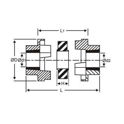 1089896 | CP-100-HUB-J-HRC-69 (Each) --- HRC Couplings - 10x10 mm - Coupling Half Pilot Bored - Steel Coupling