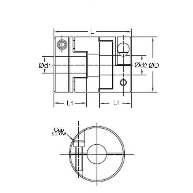 1052673 | CP-040-HUB-J-OC-19 (PK-2) --- Oldham Clamp Style Couplings - 4 mm Size 19 19.05 mm Hubs - Aluminium - Chemical Film Coupling