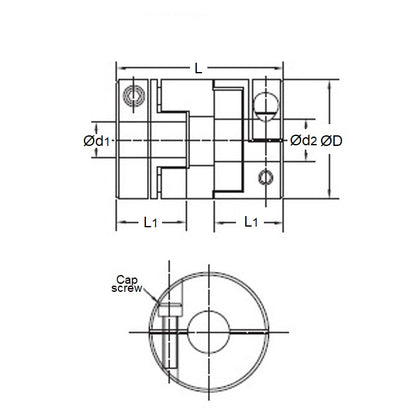 1052673 | CP-040-HUB-J-OC-19 (PK-2) --- Oldham Clamp Style Couplings - 4 mm Size 19 19.05 mm Hubs - Aluminium - Chemical Film Coupling