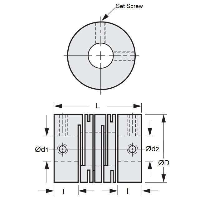 1042735 | CP-030-030-07-014-H-SL-AP-ECO (Each) --- Helical and Slit Couplings - 3x3x7.9 mm Standard - Anodized Aluminium Coupling