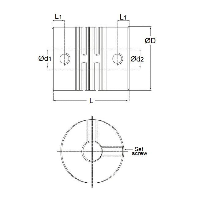 1036004 | CP-015-020-13-013-H-B6-AL-G (Each) --- Spiral 6 Beam Couplings - 1.5 Pilot Bore 2.0 12.7 mm Aluminium Set Screw Type - Aluminium Coupling