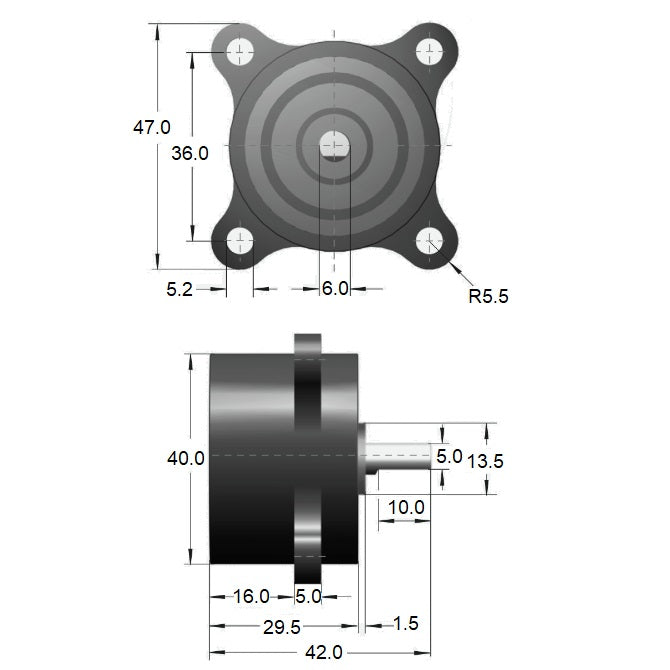 1219138 | DR-3000-B (Each) --- Rotary Dampers - 300 - +/- 80 - Ncm Bi-directional 50 RPM 50 to 400 Ncm