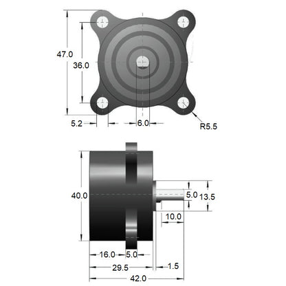 1219138 | DR-3000-B (Each) --- Rotary Dampers - 300 - +/- 80 - Ncm Bi-directional 50 RPM 50 to 400 Ncm
