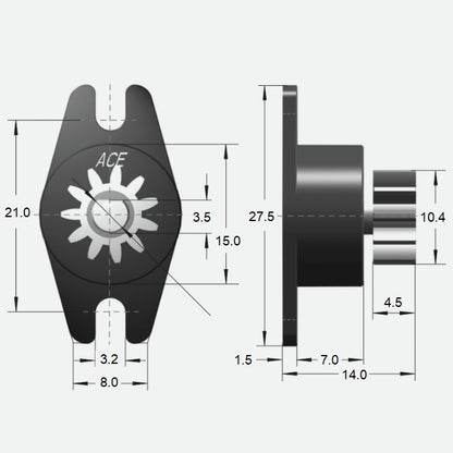 1042581 | DR-0030-B-N (Each) --- Rotary Dampers - 3.0 - +/- 0.8 - Ncm Bi-directional 50 RPM 2.0 to 3.0 Ncm