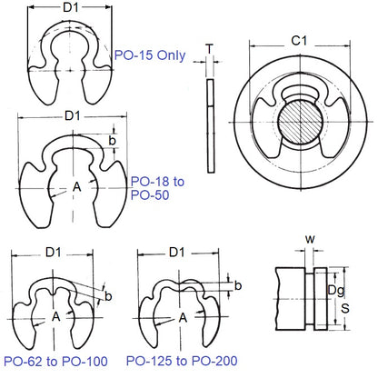 1107693 | ECL-0112-0127-CZ-KR (Pack of 250)  --- E-Clips Retaining Rings - 12.7x11.18x1.27 mm Klipring - Zinc Plated Carbon Steel E-Clip