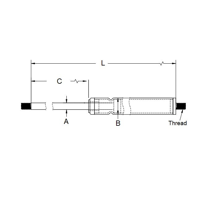 1216633 | GAS142RS (Each) --- Fixed Force Gas Springs - 254x706.12 mm - 54.43 KG