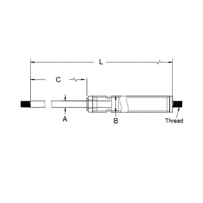1216633 | GAS142RS (Each) --- Fixed Force Gas Springs - 254x706.12 mm - 54.43 KG
