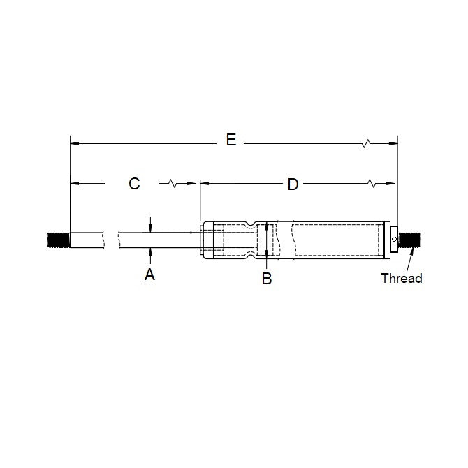 1211293 | GAS5RS (Each) --- Adjustable Force Gas Springs - 199.9x464.06 mm - 66.22 KG - Steel Gas Spring