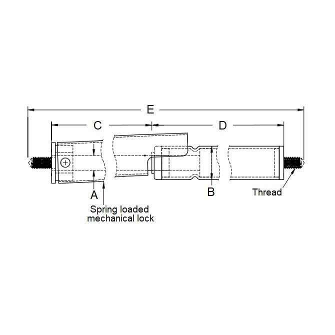 1204089 | GAS44RS (Each) --- Econoloc Gas Springs - 150.1x363.98 mm - 66.22 KG - Steel Gas Spring