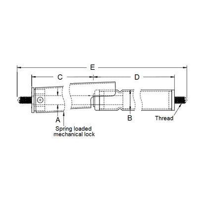 1204089 | GAS44RS (Each) --- Econoloc Gas Springs - 150.1x363.98 mm - 66.22 KG - Steel Gas Spring