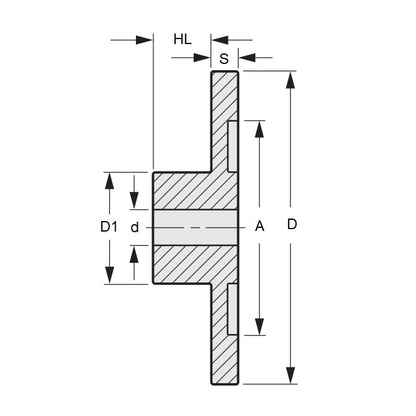 1158502 | GBL-045-030-120-A (PK-50) --- Blanks Gears - 44.8x3x12 mm - Acetal Gear