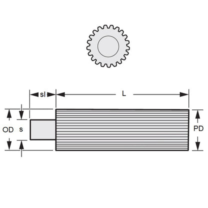1096830 | G013L-012-D24-0076-C (Each) --- Spur Gears - 12 tooth - 12.7x76.2 mm Stock 24DP Steel - Carbon Steel Gear