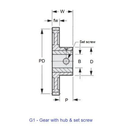 1034890 | WG1R-100-040-120-COP (Each) --- Worm Gears - Pitch Module 1.0 - 40 tooth - 3 Deg 35 Min Module 1.0 - Copper Alloy - CAC502 Gear