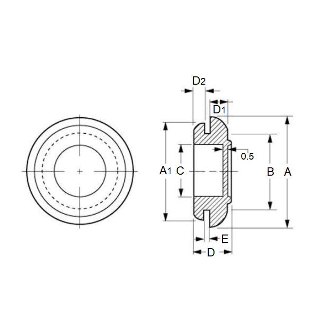1105266 | GC-139-105-195-R34 (Per Card) --- Natural Rubber Grommets - 13.9x10.5x19.5 mm Closed - Natural Rubber Grommet